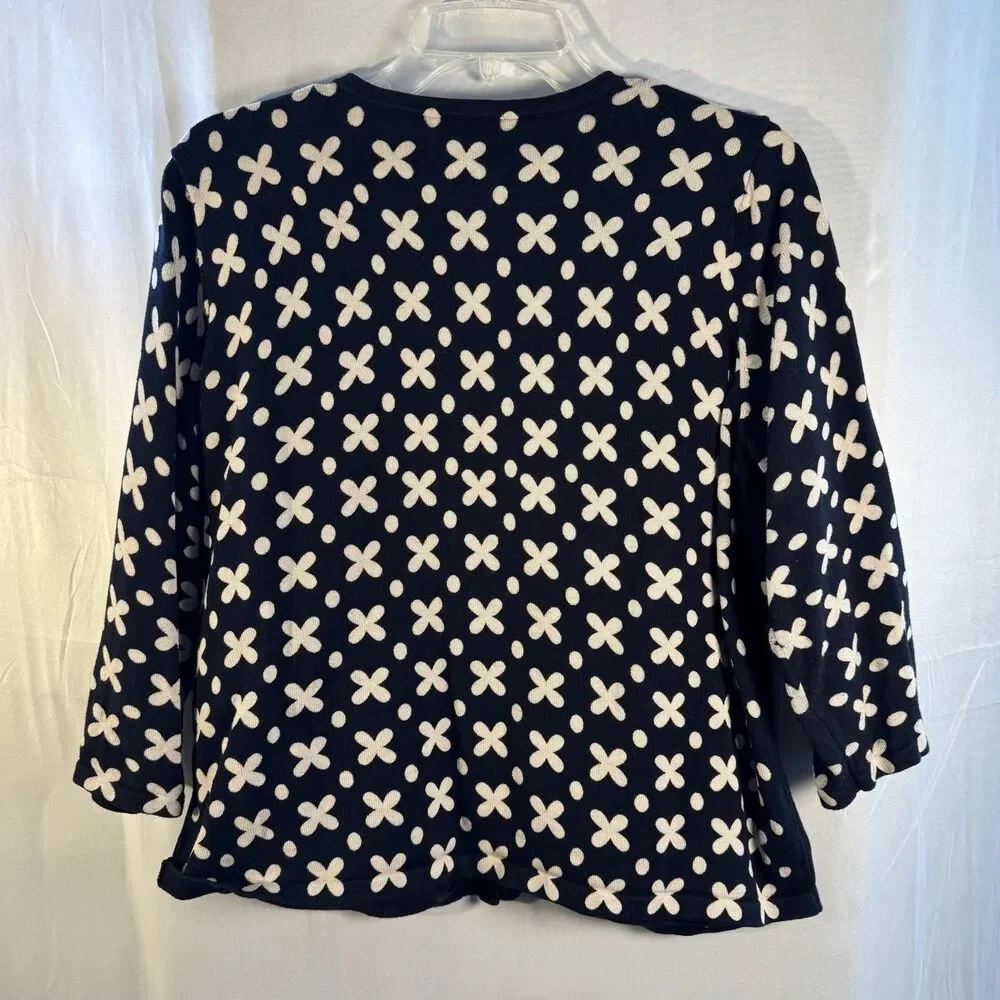 Christopher & Banks Women’s XL Navy Cream Floral Button Front Cardigan Sweater